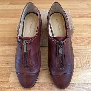 Gianni Bini Burgundy Leather Loafers with Zipper Size 9.5M Womens